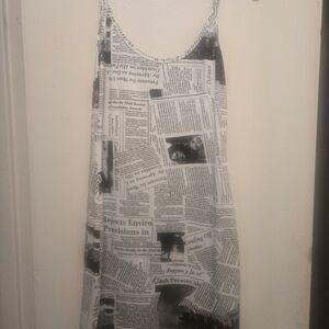 SHEIN Black and White Newspaper Print Top
